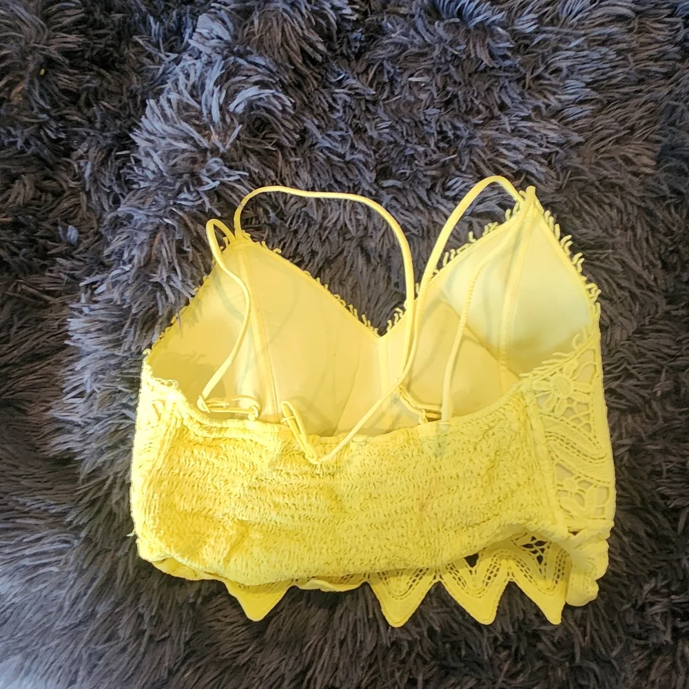 Willow & Root Yellow Lace Bralette Size L Euc - Picture 2 of 3